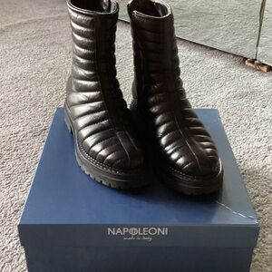 Napoleoni Black Quilted Ankle Boots